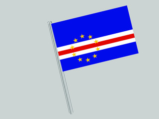 Cape Verde  Flagpole of Beautiful national flag. original colors and proportion. Amazing design vector gparphic illustration for web,logo, icon and background. from countries flag set.