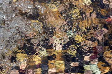 Water bubbles and ripples on a fountain, close-up