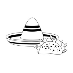 mexico culture and foods cartoons in black and white