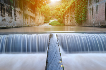 Waterfall with long exposure and smooth motion.