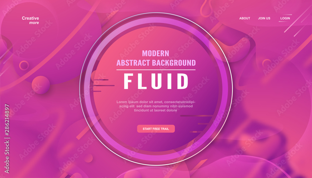 Sticker modern abstract gradient background in liquid and fluid style. trend design of the world. 3d illustr