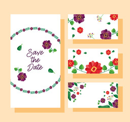 wedding save the date flowers banner or label