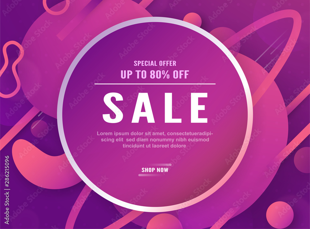 Sticker modern abstract gradient background in liquid and fluid style. trend design of the world. 3d illustr