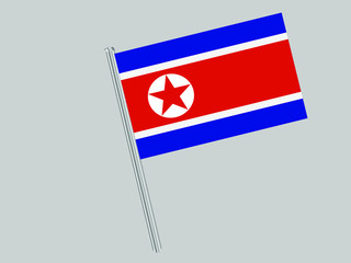  North Korea Flagpole of Beautiful national flag. original colors and proportion. Amazing design vector gparphic illustration for web,logo, icon and background. from countries flag set.