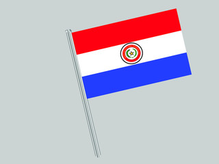 Paraguay Flagpole of Beautiful national flag. original colors and proportion. Amazing design vector gparphic illustration for web,logo, icon and background. from countries flag set.