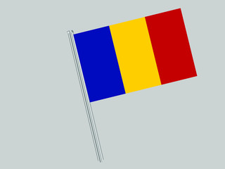  Romania Flagpole of Beautiful national flag. original colors and proportion. Amazing design vector gparphic illustration for web,logo, icon and background. from countries flag set.