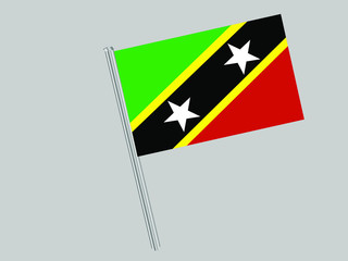 Saint Kittis and Nevis  Flagpole of Beautiful national flag. original colors and proportion. Amazing design vector gparphic illustration for web,logo, icon and background. from countries flag set.