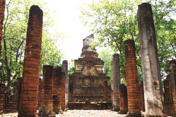 the archaeological site in sukhothai province, thailand has a beautiful, prosperous past