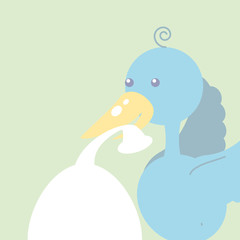 cute stork animal with diaper isolated icon