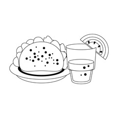 mexico culture and foods cartoons in black and white