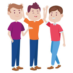 Teenagers friends smiling and greeting cartoons