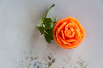 Carved flowers made of vegetable