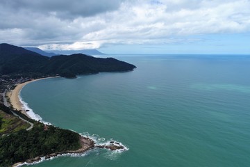 Aerial view of Maresias and Boiçucanga Beaches, Sao Sebastiao, North Coast of Sao Paulo, Brazil....