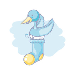 cute sock baby with stork flying