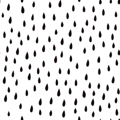 Gardinen Schwarzweiss-Hand gezeichnetes nahtloses Muster von Regentropfen. Vektor-Textur von Tropfen im skandinavischen Stil. © Sini4ka