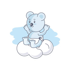 cute bear baby animal and cloud