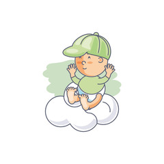 cute baby boy with cloud