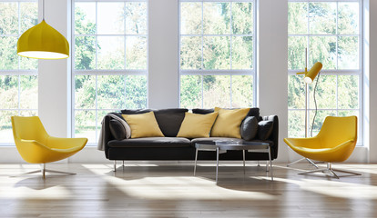 large luxury modern bright interiors room illustration 3D rendering