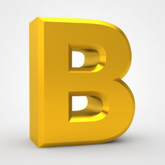 B gold alphabet word on white background illustration 3D rendering