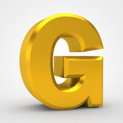 G gold alphabet word on white background illustration 3D rendering