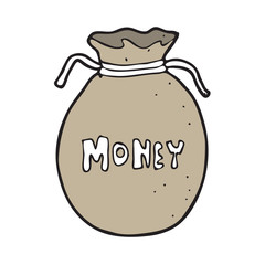 digitally drawn illustration sack of money design. hand drawing style