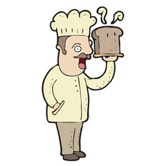 digitally drawn illustration bread chef design. hand drawing style