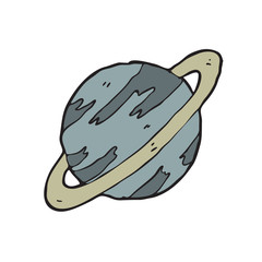 digitally drawn illustration saturn design. hand drawing style