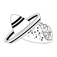 mexico culture and foods cartoons in black and white