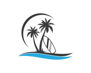 surfing icon logo vector illustration