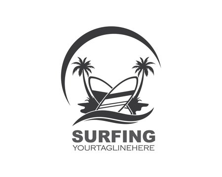 surfing icon logo vector illustration