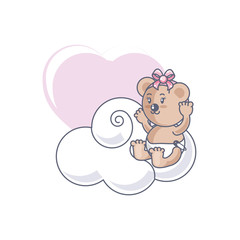 cute female bear baby animal and cloud