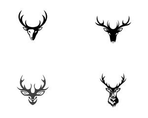 Deer head set icon silhouette logo design minimalist template