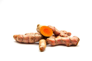 Turmeric (Curcuma longa Linn) isolated on white background.