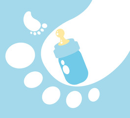 cute bottle milk with baby footprint