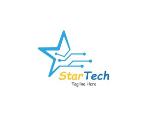Star logo with Circuit tech creative simple concept design