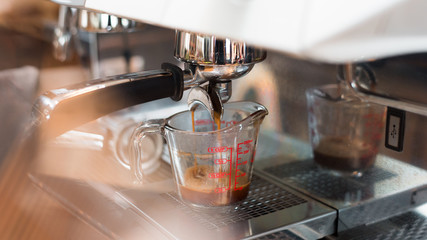 black coffee morning on coffee maker