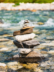Stacked rocks in a river