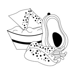 mexico culture and foods cartoons in black and white