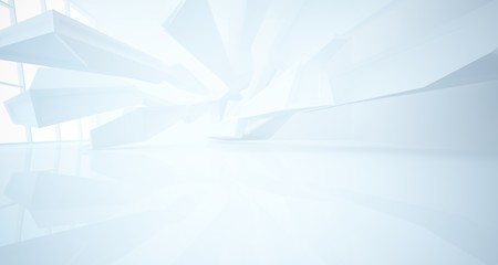 Abstract white interior with window. 3D illustration and rendering.