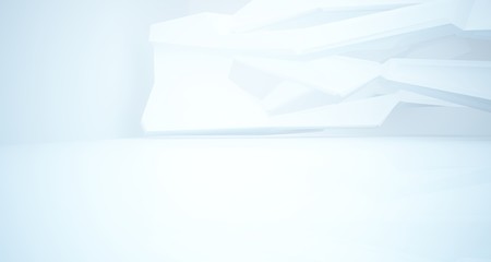 Abstract white interior with window. 3D illustration and rendering.