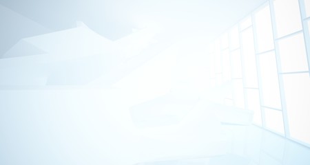 Abstract white interior with window. 3D illustration and rendering.