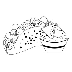 mexico culture and foods cartoons in black and white