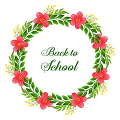 Poster back to school on a white background, for various shape unique colorful floral frame. Vector