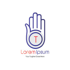 Letter T in the palm of the logo design for a business company