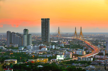 Fototapeta premium Bhumibol Bridge in Thailand (the Industrial Ring Road Bridge) in Thailand.