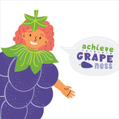 Kid in grape costume illustration