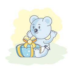 cute bear baby with gift box