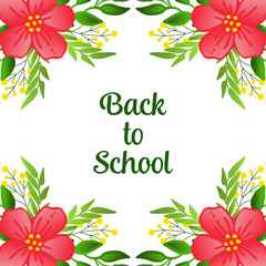 Motif of green leafy flower frame beautiful, for design elegant card back to school. Vector