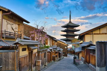 Yasaka Pagoda and Sannen Zaka Street in the Morning, Kyoto Japan