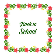 Motif of green leafy flower frame beautiful, for design elegant card back to school. Vector